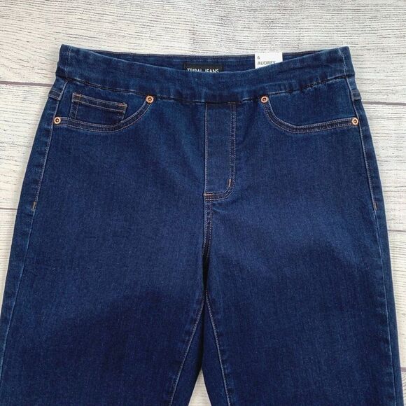 Tribal Jeans 6 Audrey Mid Rise Slim Capri Pull on Dark Wash Inseam 17" New NWT - Picture 3 of 10